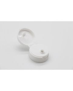 28-400 White PP Smooth Top, Smooth Sided Flip Top Cap, 3mm Orfice