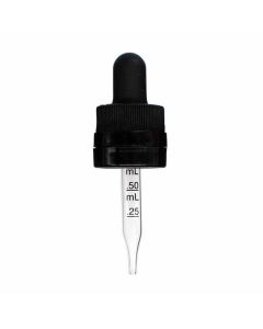 10 ml Black Child Resistant with Tamper Evident Seal Graduated Glass Dropper (18-400)