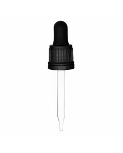 1 oz Black Glass Dropper with Tamper Evident Seal (18-400)