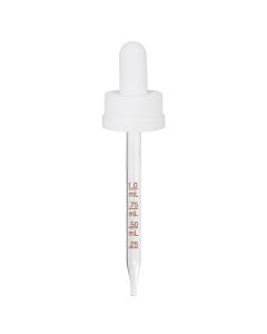 2 oz White Medical Grade Child Resistant Graduated Glass Dropper with Long Bulb (20-400)