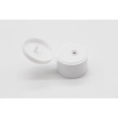 28-410 White PP Smooth Top, Smooth Sided Flip Top Cap
