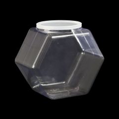 Hexagon PET Clear Snap Neck Jar, 80oz