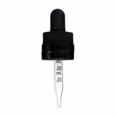10 ml Black Child Resistant with Tamper Evident Seal Graduated Glass Dropper (18-400)