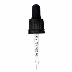 1 oz Black Graduated Glass Dropper with Tamper Evident Seal (18-400)