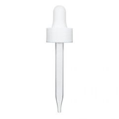 1 oz White Glass Dropper (20-400) (Semi-Ribbed)
