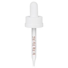 1 oz White Medical Grade Child Resistant Graduated Glass Dropper with Long Bulb (20-400)